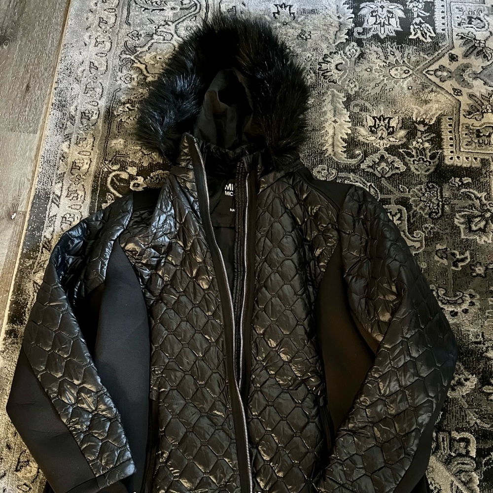 Michael kors faux fur  hoodie puffer waste jacket with pockets sz 1x